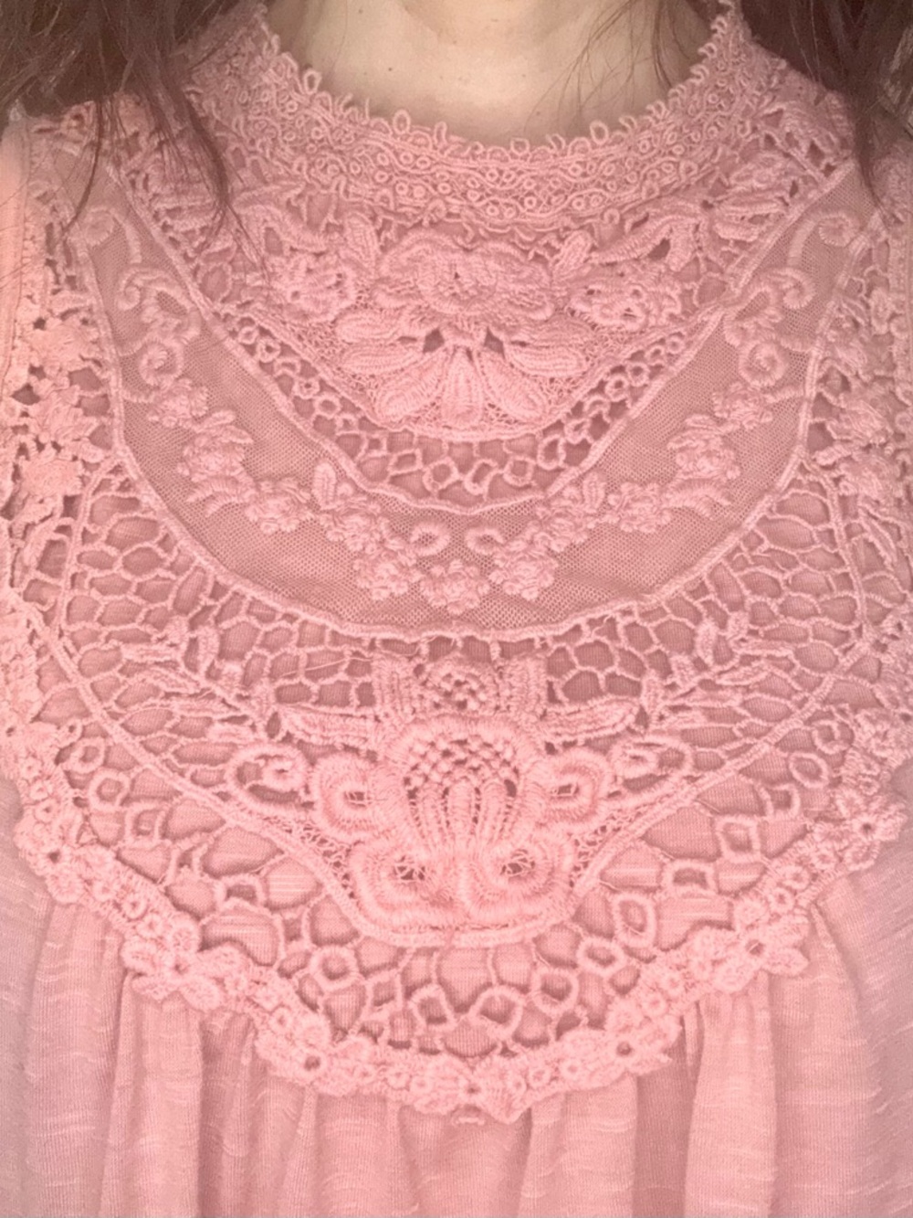 Taylor & Sage Sleeveless Lace Yoke Tank - Dusty Rose - Picture 6 of 7